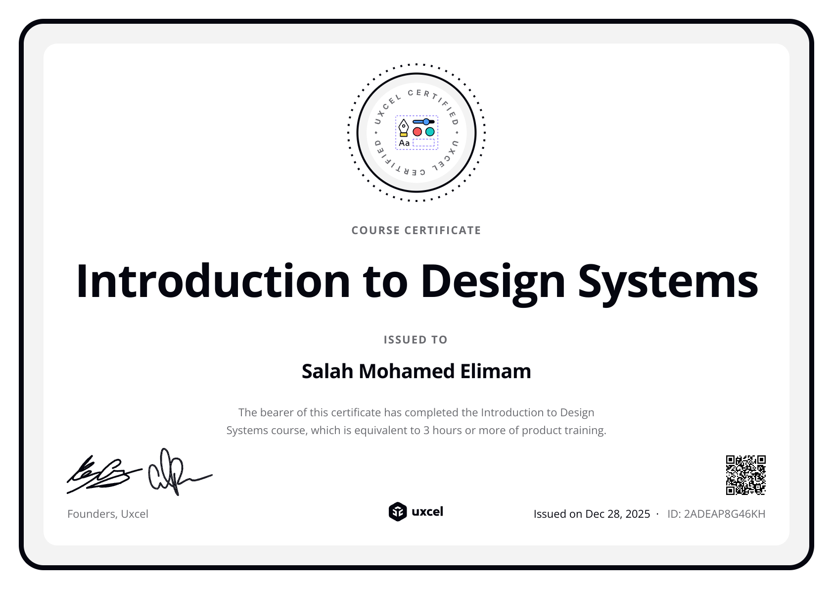 Salah Mohamed Elimam's certificate